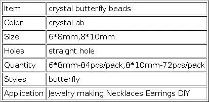 72/84PCS 6/8mm Kristall Schmetterling Perlen für Schmuck Machen AB Farbe Glas Anhänger Perlen Schmuck DIY Armbänder Halskette Ohrringe – Detail 1