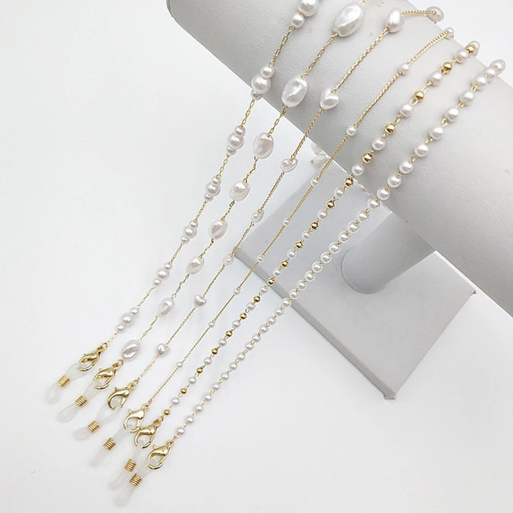 النظارات الشمسية الحبال الرقبة الأشرطة للنساء الرجال المعادن مكافحة خسر قناع الوجه قلادة اللؤلؤ سلسلة نظارات مقاطع نظارات القراءة سلسلة