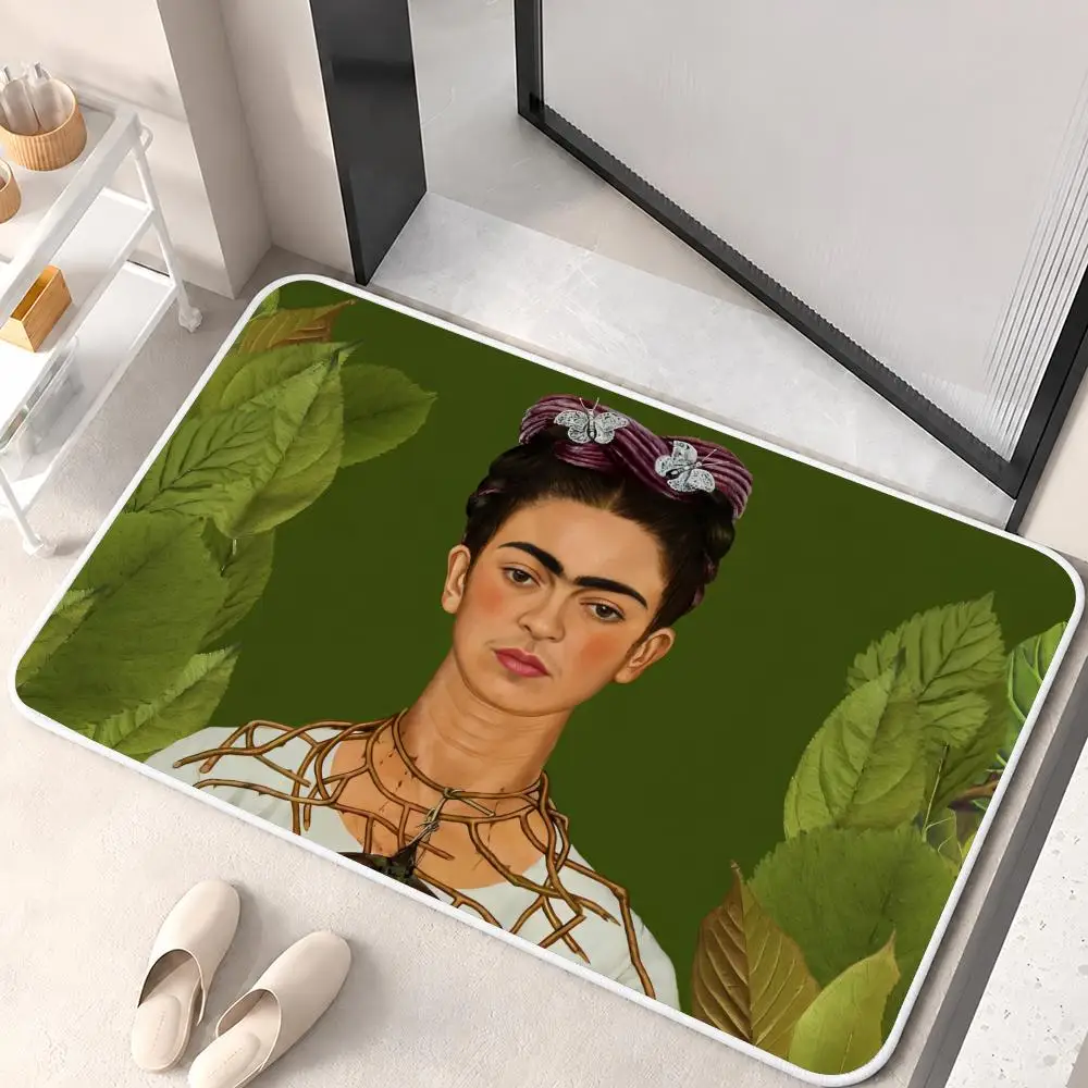Retro F-Fridas Art K-Kahlo Floor Mat Flannel Rug Non Slip Absorbent Soft Washable For Entryway Hallway Bathroom Kitchen Decor