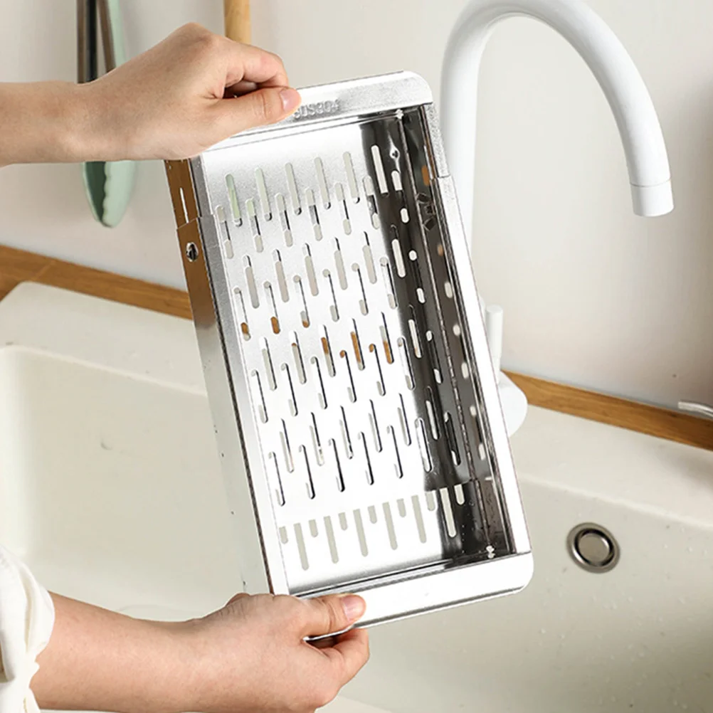 

304 Stainless Steel Expandable Kitchen Sink Rack Dish Drying ganizer Multi Functional Telescopic Sponge Holder Moisture