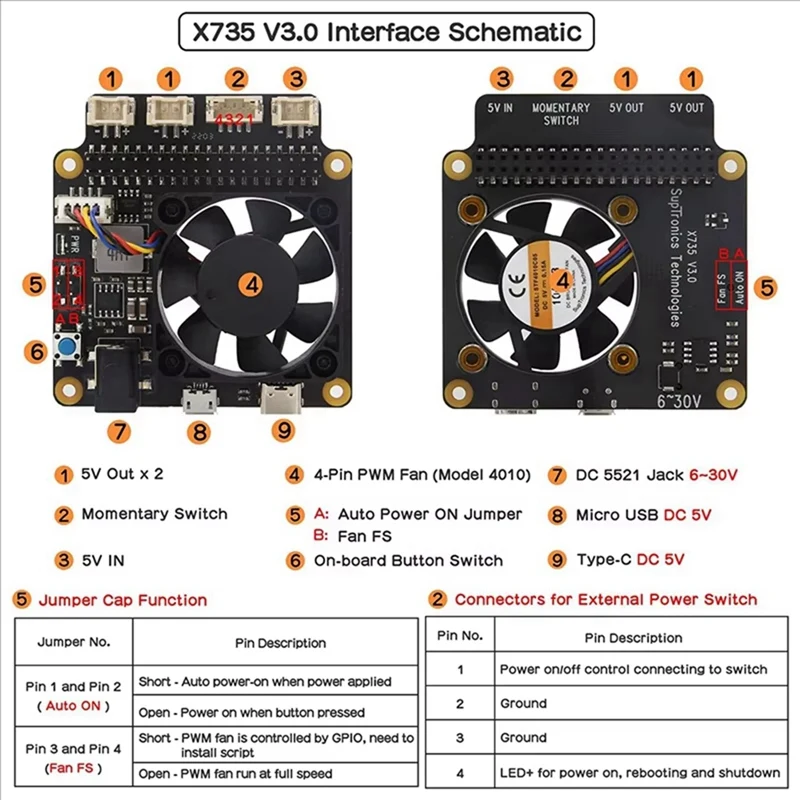 X825 V2.0 2.5 Inch SATA HDD/SSD Storage Expansion Board +X735 V3.0 Power Management Board+Case For Raspberry Pi 4B EU PLUG