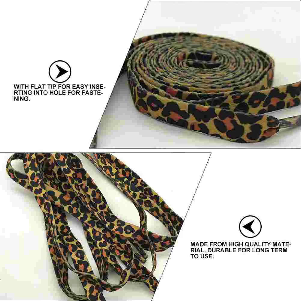 2 Pair Leopard Lace Flat Shoelaces Men Ties Shoerack Creative Running Shoes for Unique Sports Classic