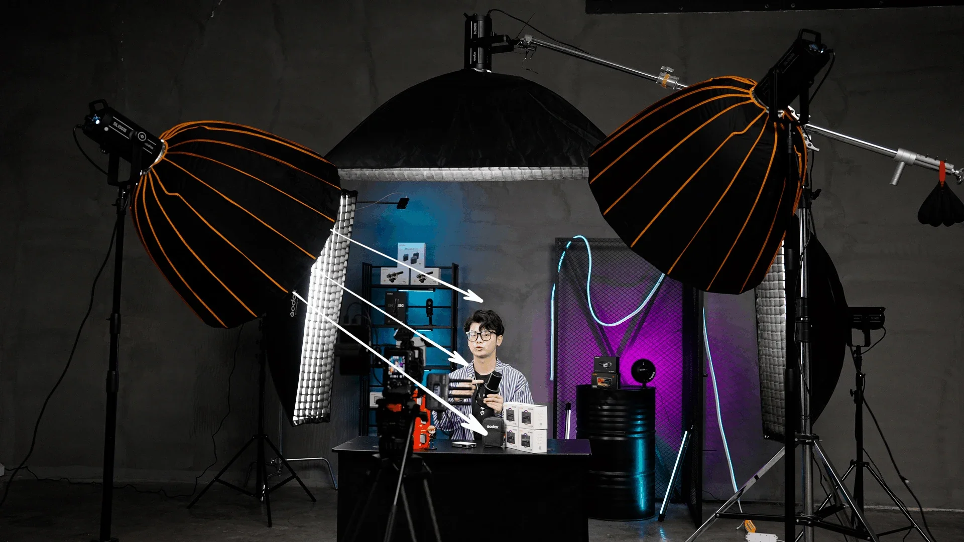 2026 Factory Wholesale Live Stream Lighting Set RGB 300W LED Video Light With Softbox And Tripod Stand For Gaming