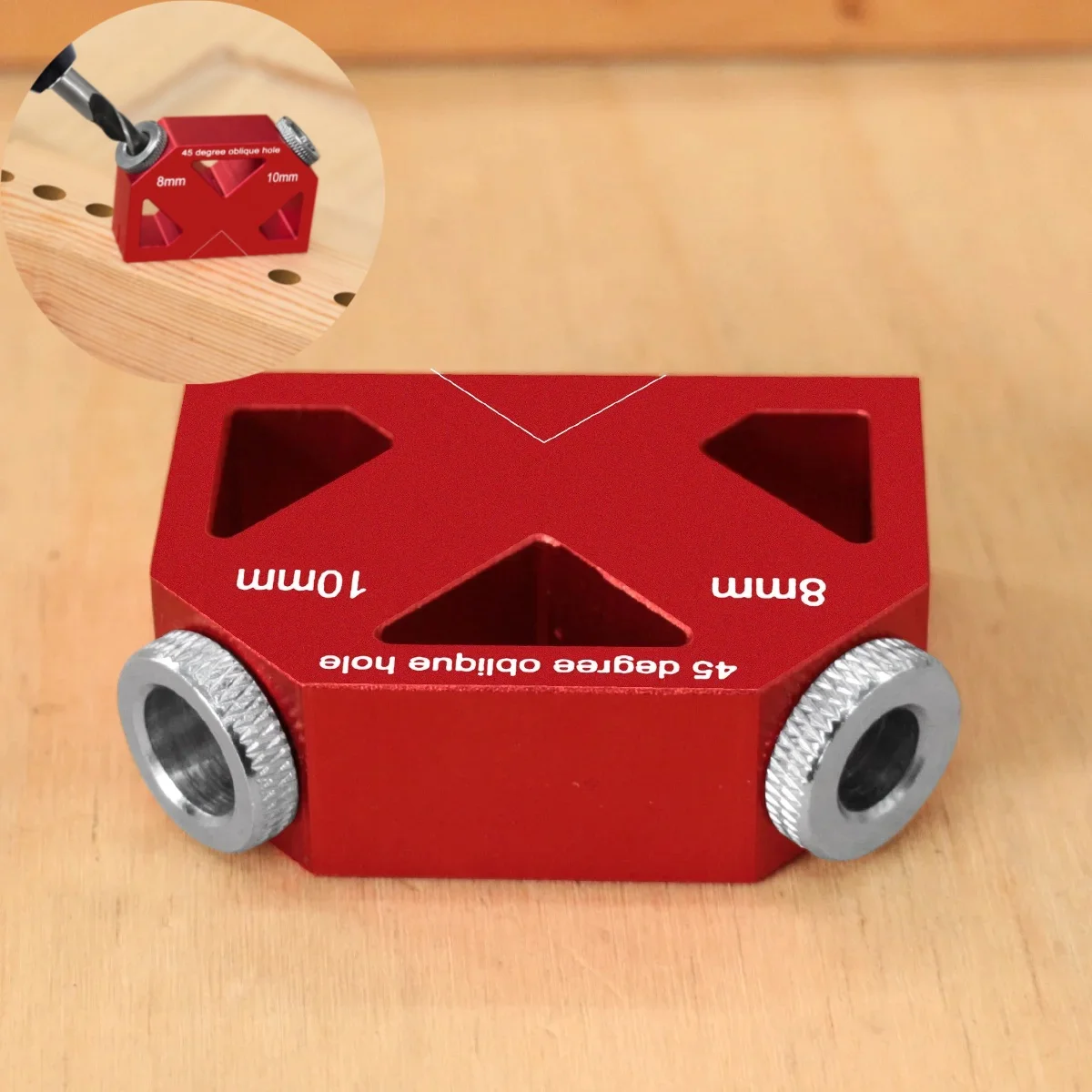 

45° Aluminum Pocket Hole Jig, Heavy Duty Angled Drilling Positioner, Multifunctional Dowel Locator for Woodworking Screw Joints
