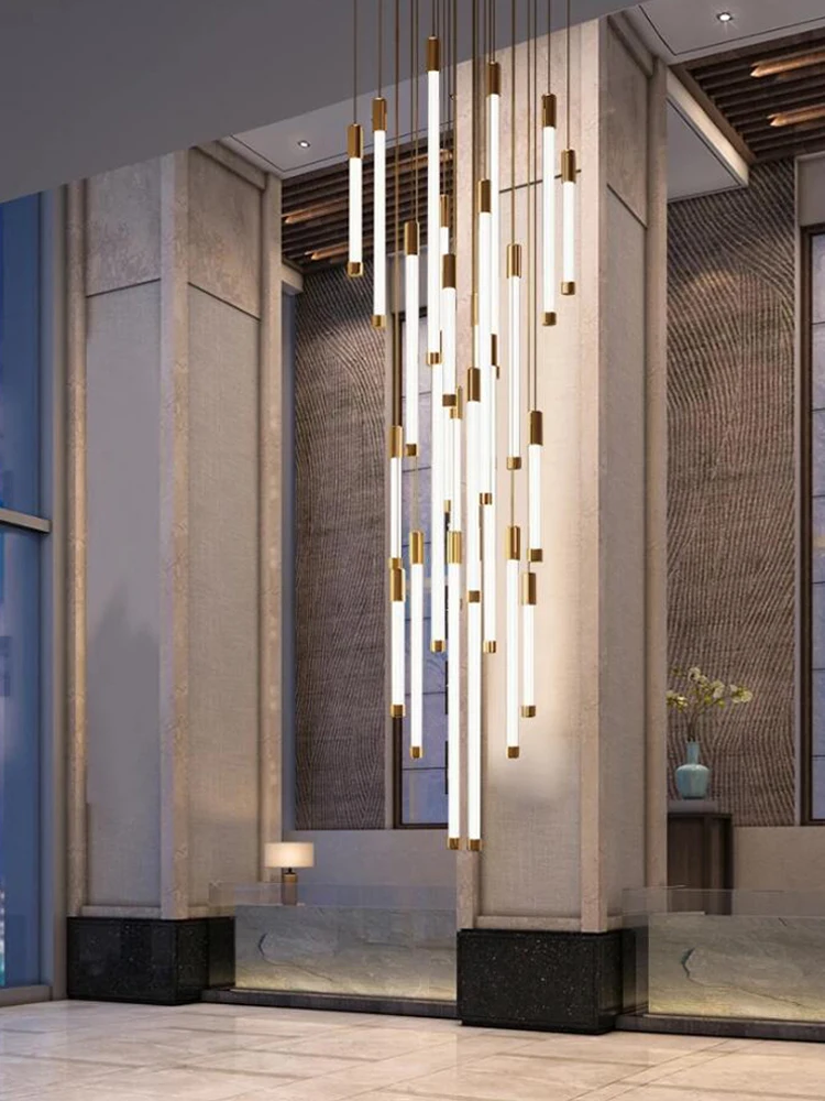 Modern Staircase LED Chandelier Luxury Living Room Lighting Duplex Attic Home Pendant Decoration