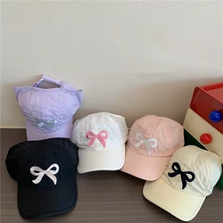 Summer Kids Baseball Caps Girls Hollow Top High Ponytail Caps UV Protection Sun Hat Children Peaked Cap Adjustable Visor Cap