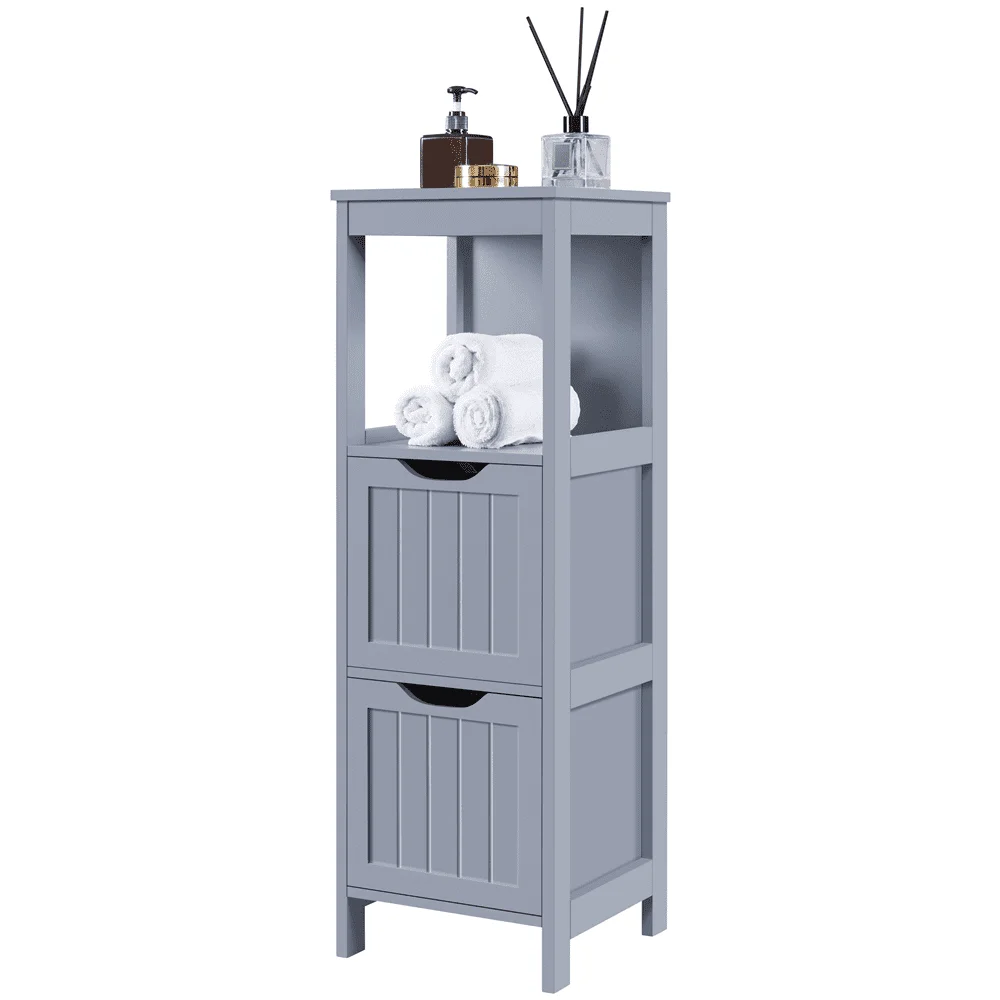 

Modern Wooden Bathroom Cabinet with 2 Drawers, Gray