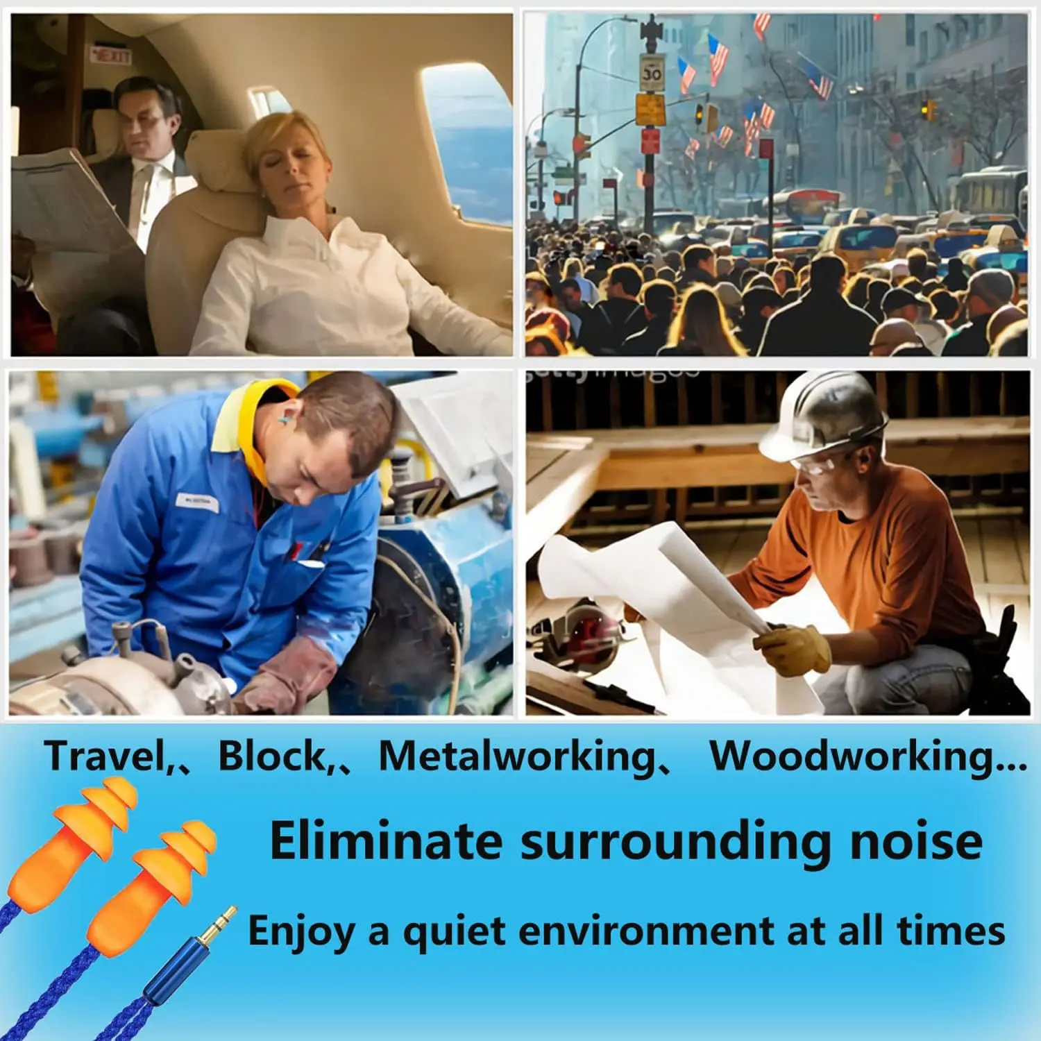 Earplugs Earphones for Work, Noise Suppression,Hearing Protection,Travel,Fitness,Construction Site,Production Line, Noisy Places