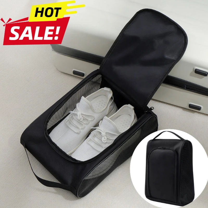 

1pcs Oxford Cloth Waterproof Football Shoe Storage Bag Tote 2 Zipper Foldable Basketball Dust Dance Shoes Travel Side Mesh Cover