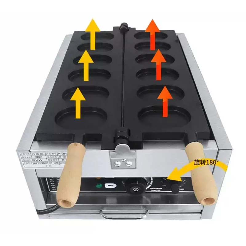 Oval Egg Waffle Maker, Commercial Electric Waffle Maker, Viral Snack Equipment, Solid Copper Griddle, Waffle Maker Gas-Fired