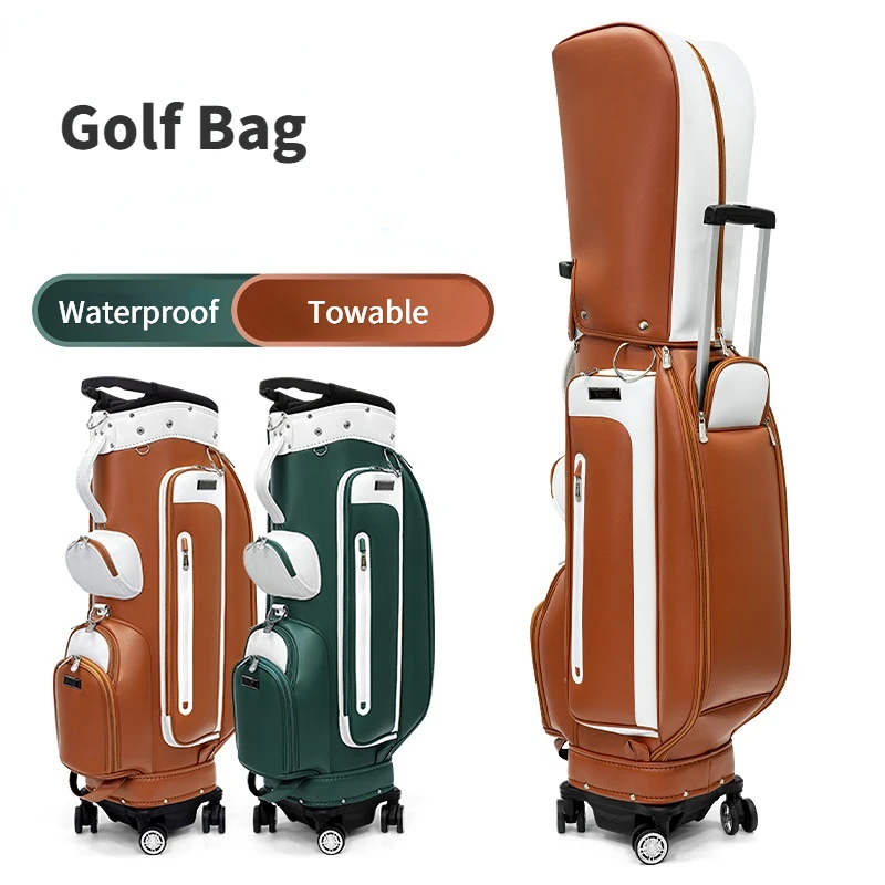 

PGM-Waterproof Nylon Microfiber Golf Bag, Four Wheel Golf Travel Bag, Foldable Airplane Bags, Pull Rod Pack