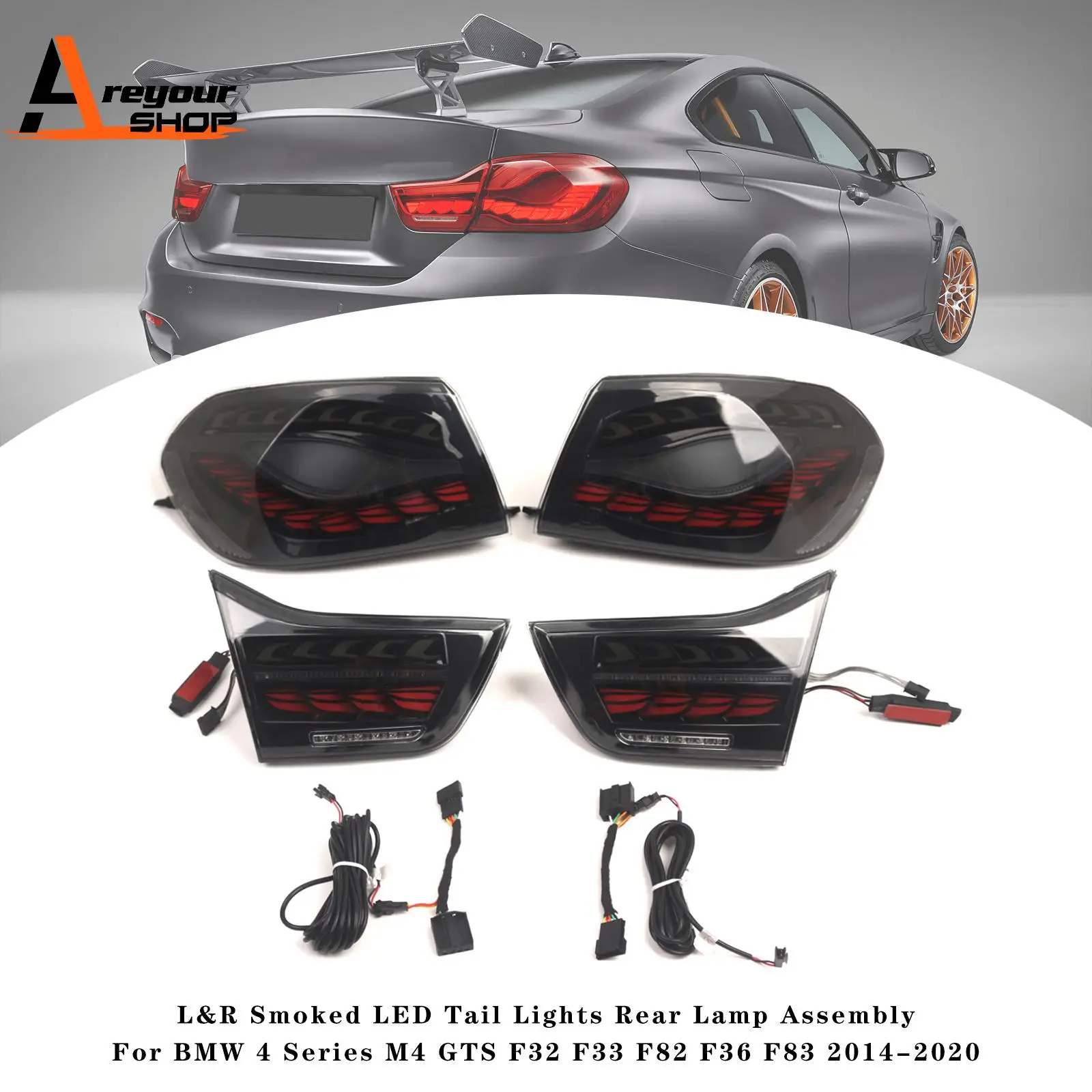 

L&R Smoked LED Tail Lights Rear Lamp Assembly for BMW 4 M4 GTS F32 F33 F82