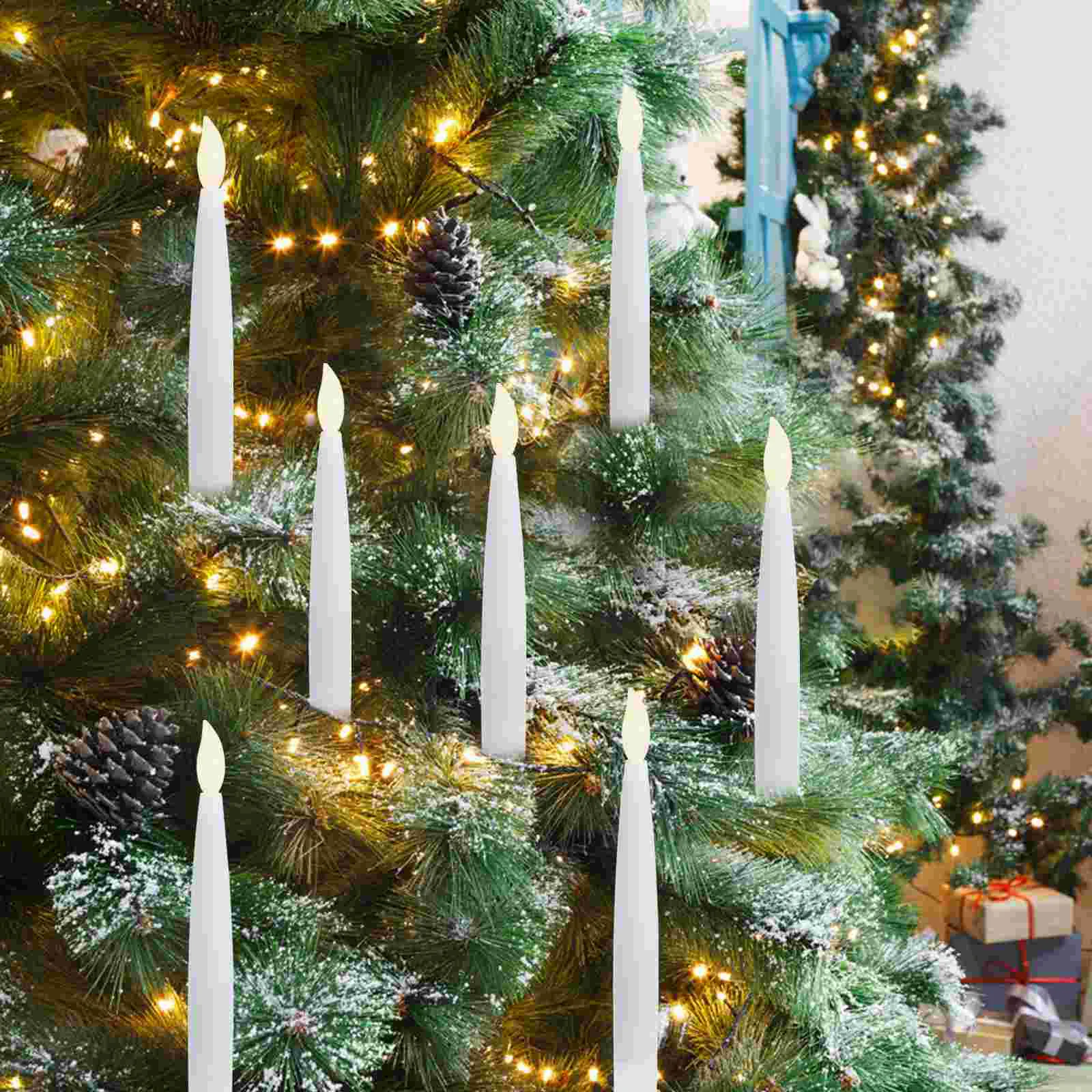 12 Sets Christmas Decoration Tree Taper Candles Clip for Trees USB Electric LED