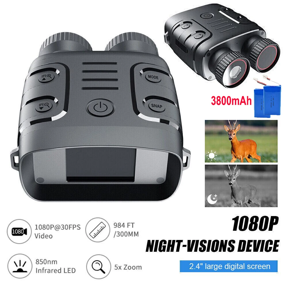 

1080P Binocular Infrared Night Vision Device 5X Digital Zoom DayNight Use Photo Video Taking for Outdoor Hunting Boating Camping