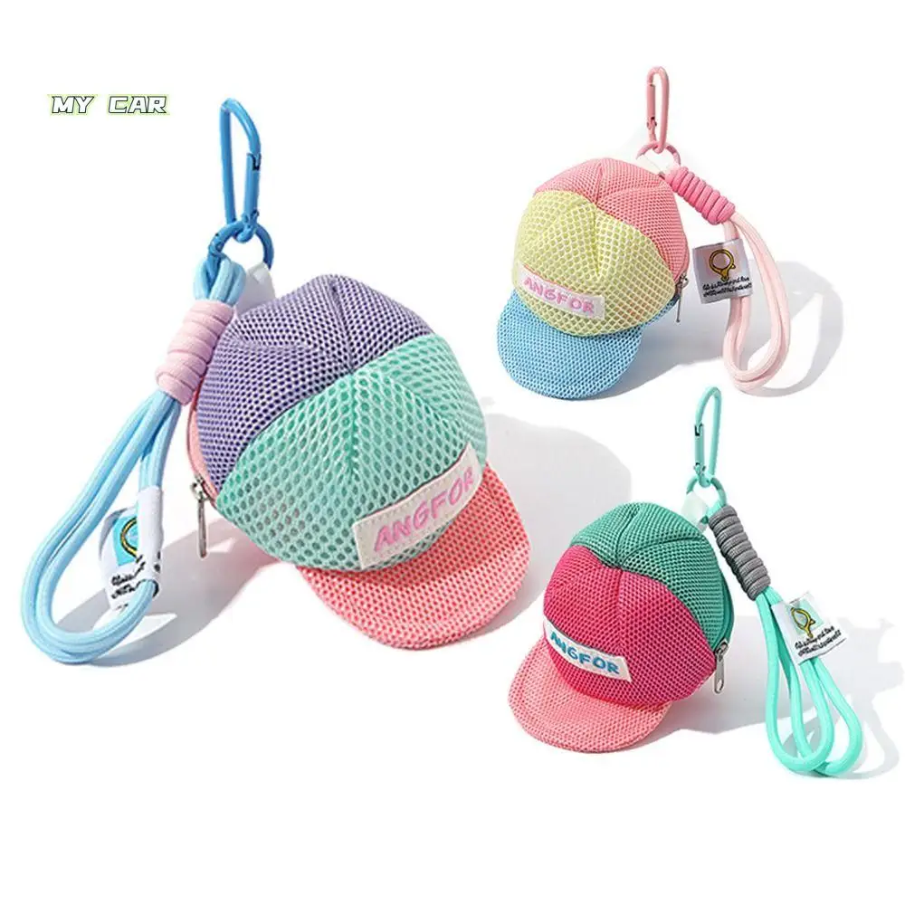 

Keychain Hat Shape Coin Purse with Handle Rope Decorative Portable Wallet Bag Cartoon Anti Loss Backpack Hanging Bag Pendant