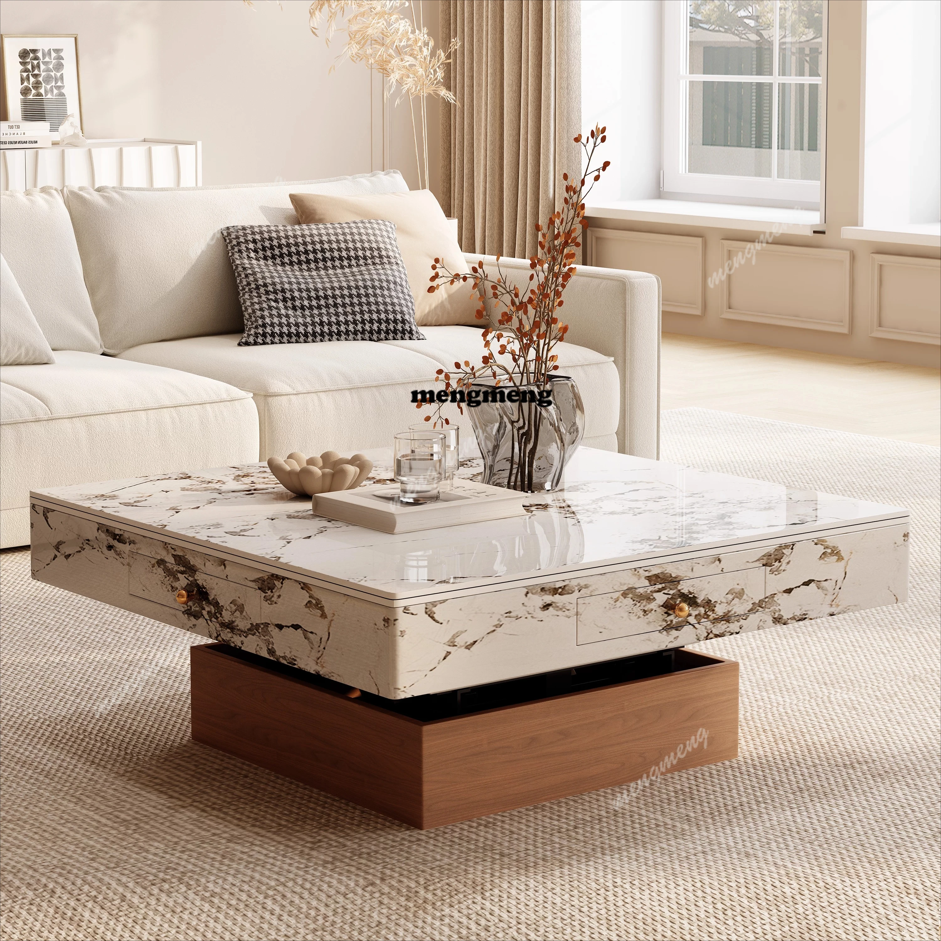 

Многофункциональный обеденный стол-трансформер для дома: подъемный стол для маджонга и кофейный столик, интегрированный, в стиле легкой роскоши