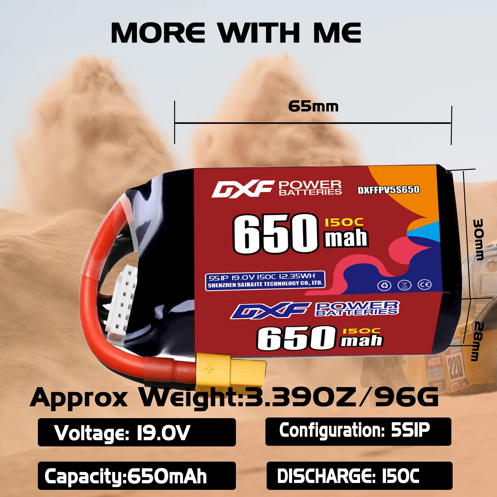 DXF Lipo 5S batterie 19.0V 1100mAh 880mAh 650mAh 18.5V 1050mAh 150C avec prise XT30 XT60 JST pour hélicoptère FPV quadrirotor Drone