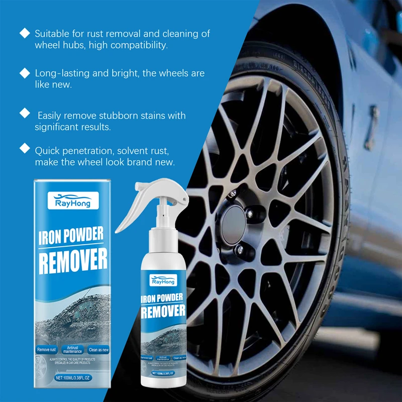 100ml Auto Iron Powder Removal Spray Car Accessories Efficient Decontamination Tool Does Not Damage The Car Paint Mildly Clean