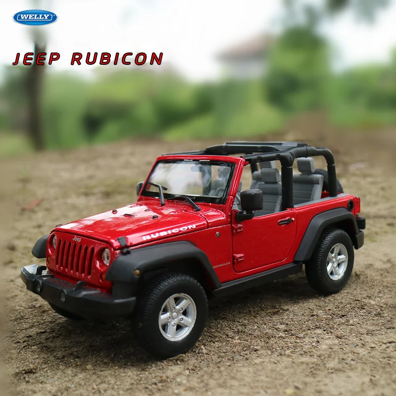 WELLY  1:24 Jeep Wrangler red car model  car alloy car model simulation car decoration collection gift toy Die casting model boy