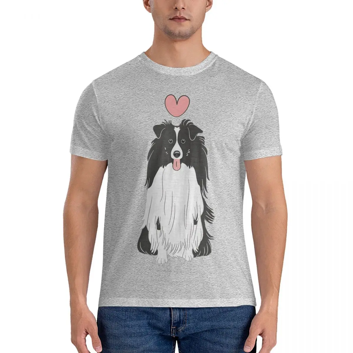 LOVE Black White Dog Shetland Sheepdog Casual Cotton Tee Shirt Short Sleeve Sheltie T Shirts O Neck Clothes Printing