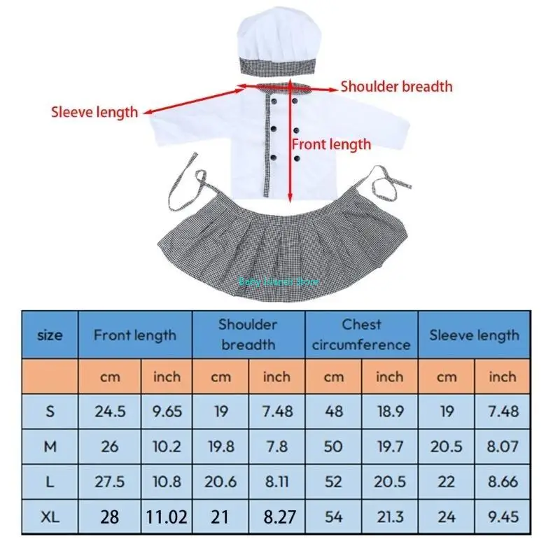 k92d طفل زي صورة زي الطبخ مجموعة مع قبعة كوك حديثي الولادة صورة bodysuits photoshoots ملابس الاطفال #6