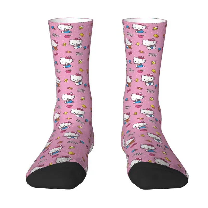 Chaussettes de dessin animé personnalisées pour hommes et femmes, Hello Kitty, Sanurgente, Japon, Anime, Crew, Unisexe, Nouveauté, Impression 3D, Robe