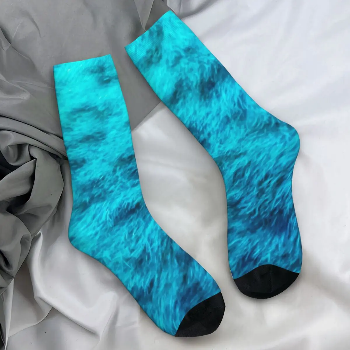 Blue Feather Socks Animal Skin Gothic Stockings Autumn Non-Slip Men Socks Warm Soft Design Skateboard Socks