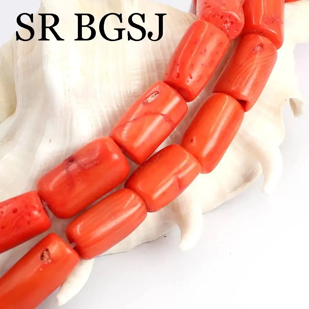 10-12 مللي متر عمود حر حقيقي برتقالي صنع المجوهرات الأحجار الكريمة المرجان الخرز 15 بوصة