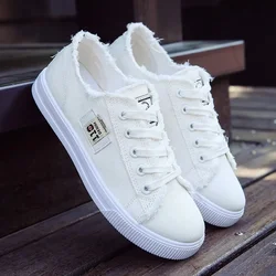 Pattern Canvas Women Shoes Fringed Side Woman Flat Low-top Breathable Female Sneakers Lace-Up Unisex Cowboy Shoes Buty Damskie