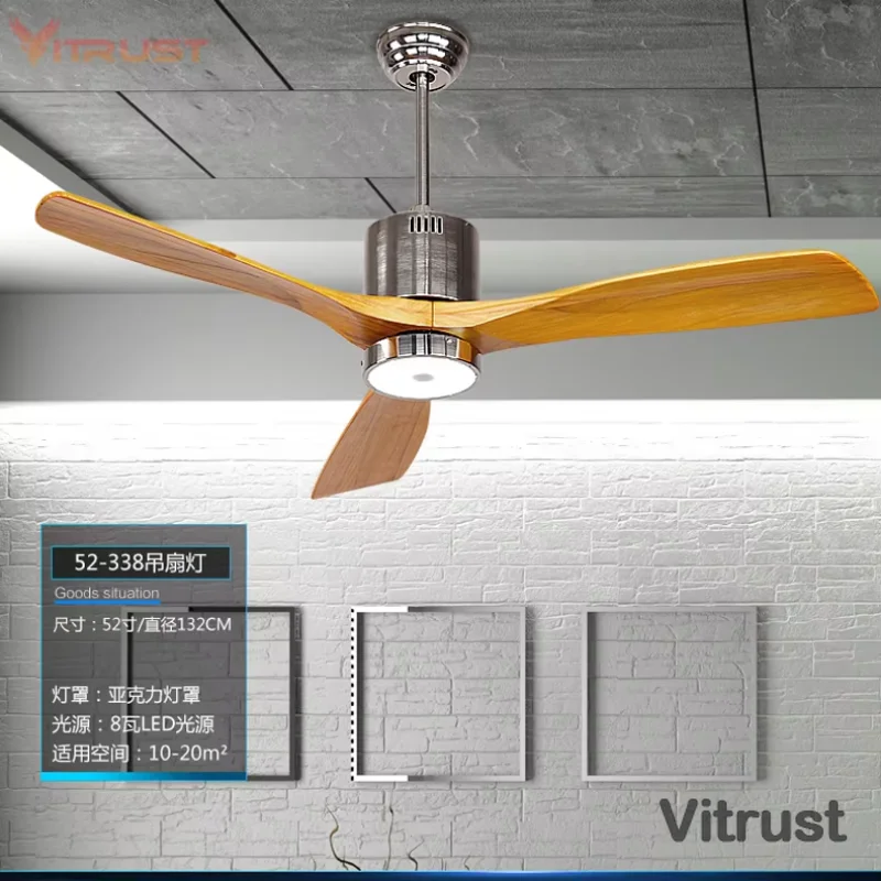 52 Luxury wooden Ceiling Fan Light Old Bronze Finish with 3 Fan Blades Include 24W LED and Remote Control