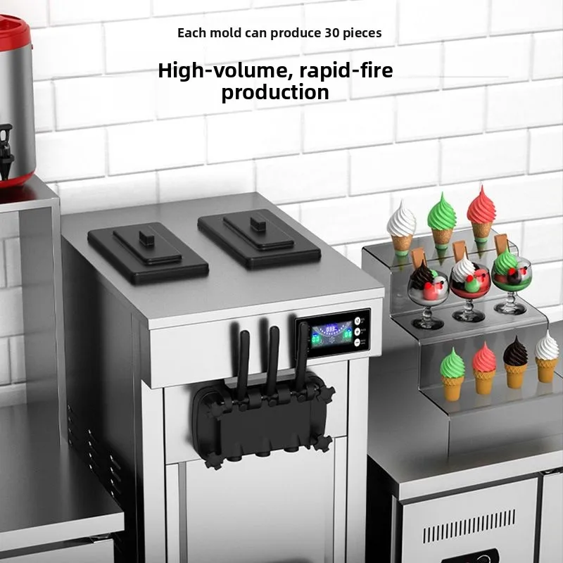 Small Vertical Commercial Soft‑Serve Ice Cream Machine, Automatic Cone Maker for Tea Shop & Street Vending