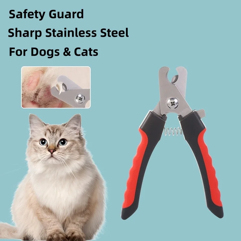 Cortador de Unhas Profissional para Pets com Protetor de Segurança, Aparador de Unhas de Aço Inoxidável para Cães e Gatos com Lixa, Ferramenta de Higiene