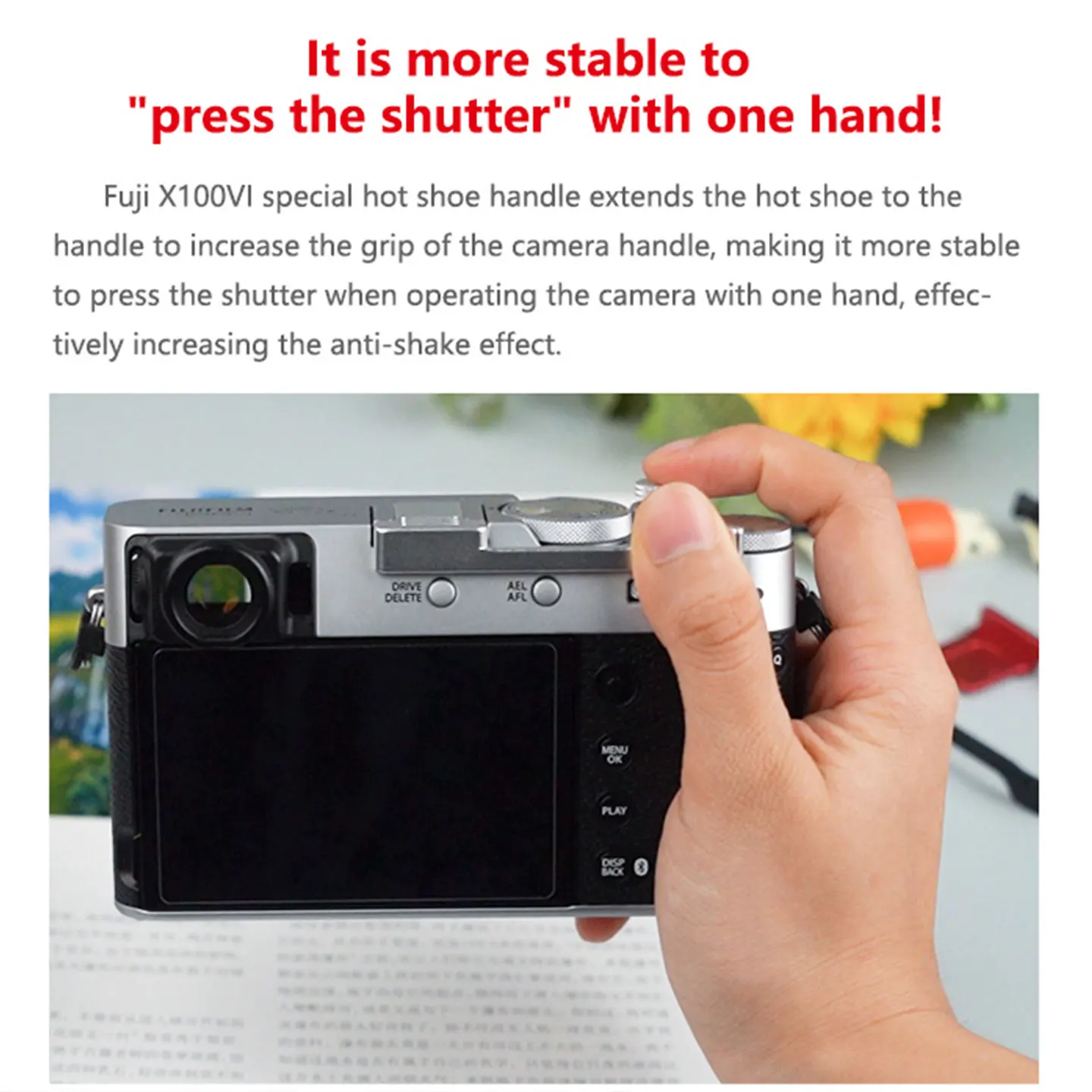 ل Fujifilm X100Vi مقبض قبضة مخصصة المعادن الحذاء الساخن الإبهام حتى قبضة الاصبع ل فوجي X100VI المعادن بقية اليد