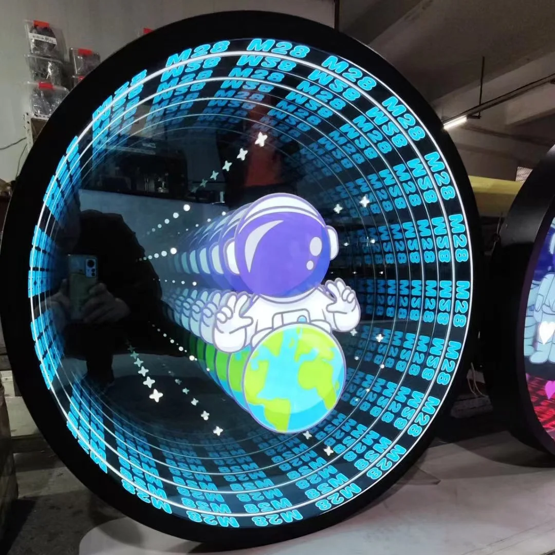 Specchio Infinity Specchio Abyss Scatola luminosa per specchio al neon 3D