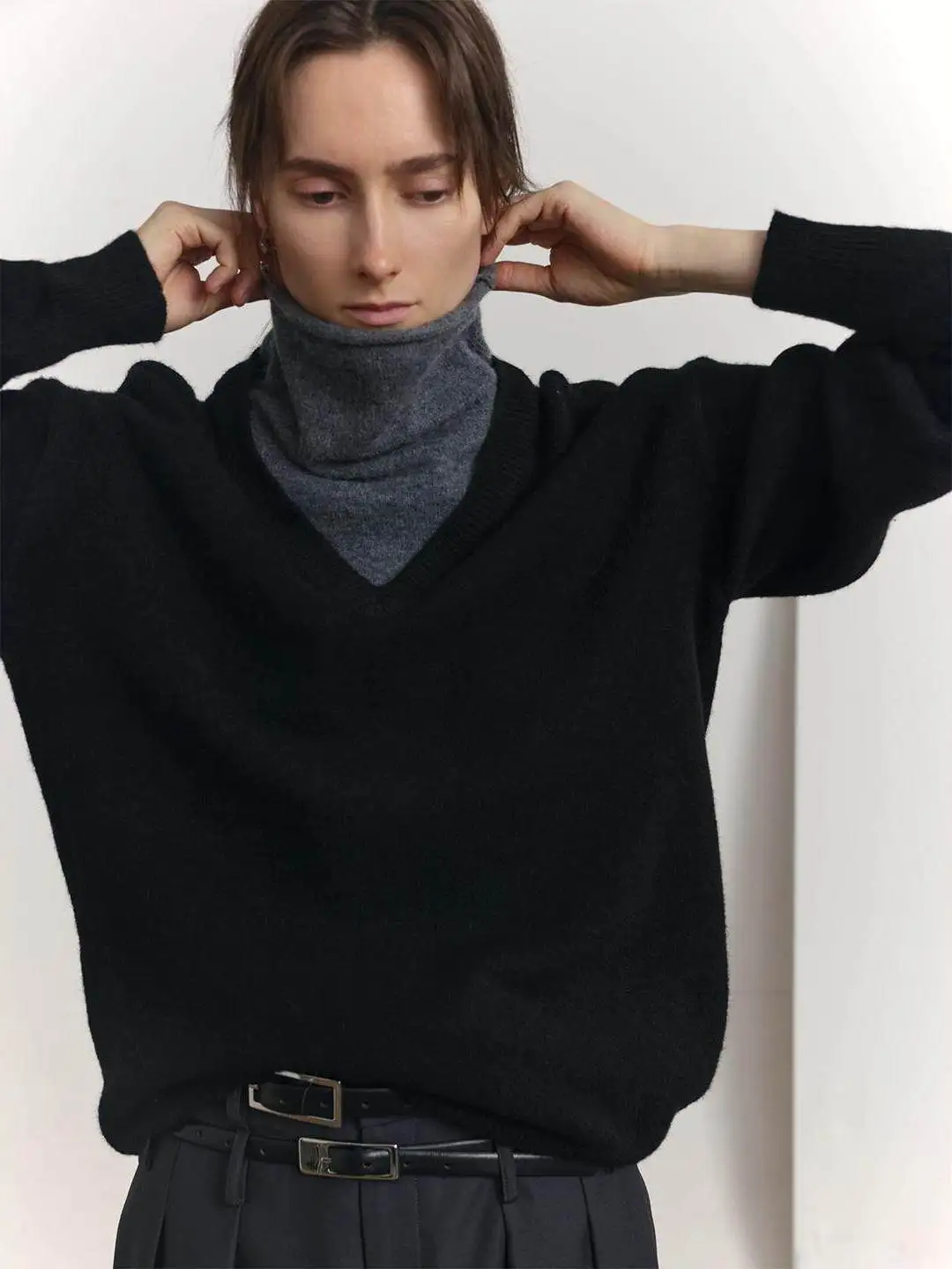 

Ретро-свитер унисекс с высоким воротом, теплый, осенне-зимний, в нейтральном стиле, свободный крой, удобный, средней толщины, из шерсти