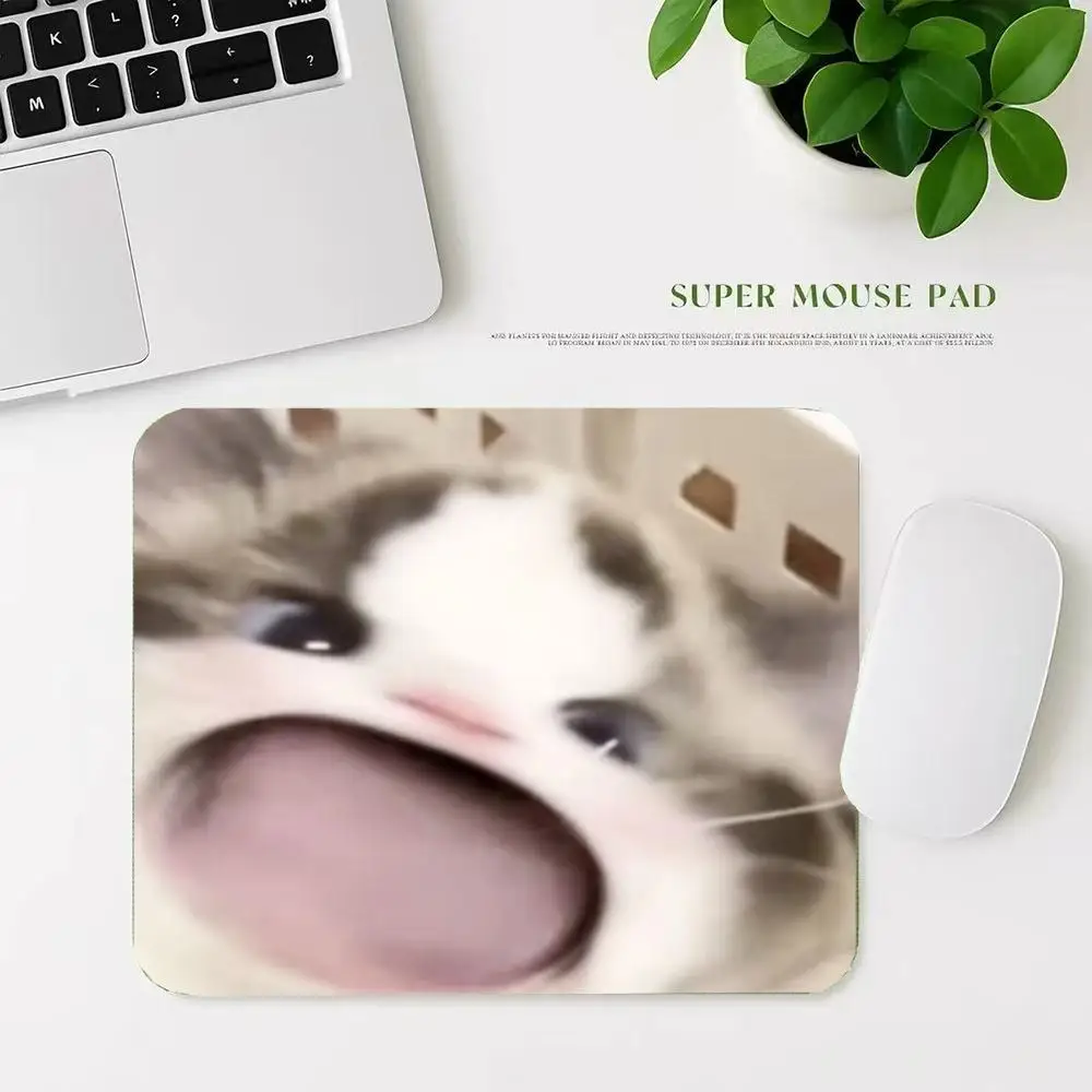 Funny Meme Big Mouth Cat Mouse Pad Mouse Mat Small Desk Mat Gaming Mat Non-Slip Rubber Computer PC Laptop Mat22*18/25*29CM 40*45