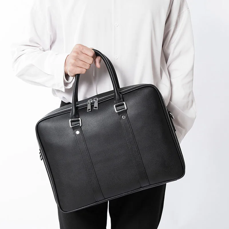 حقيبة يد جلدية فاخرة للرجال، حقيبة أزياء فاخرة بسحاب مزدوج، حقيبة عمل، حقيبة كروس بكتف واحد #2