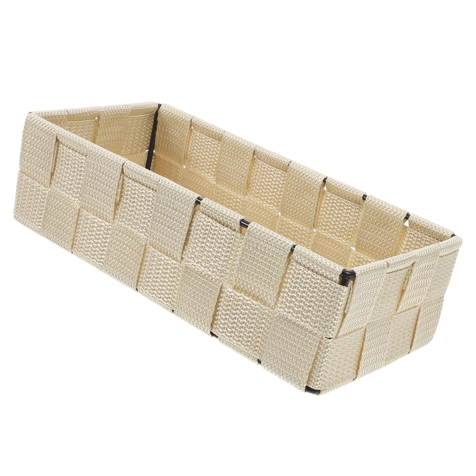 

Desktop Storage Basket Bathroom Accessories Nylon Stackable Bins Woven Basket Sensory Items Square Wicker Organization