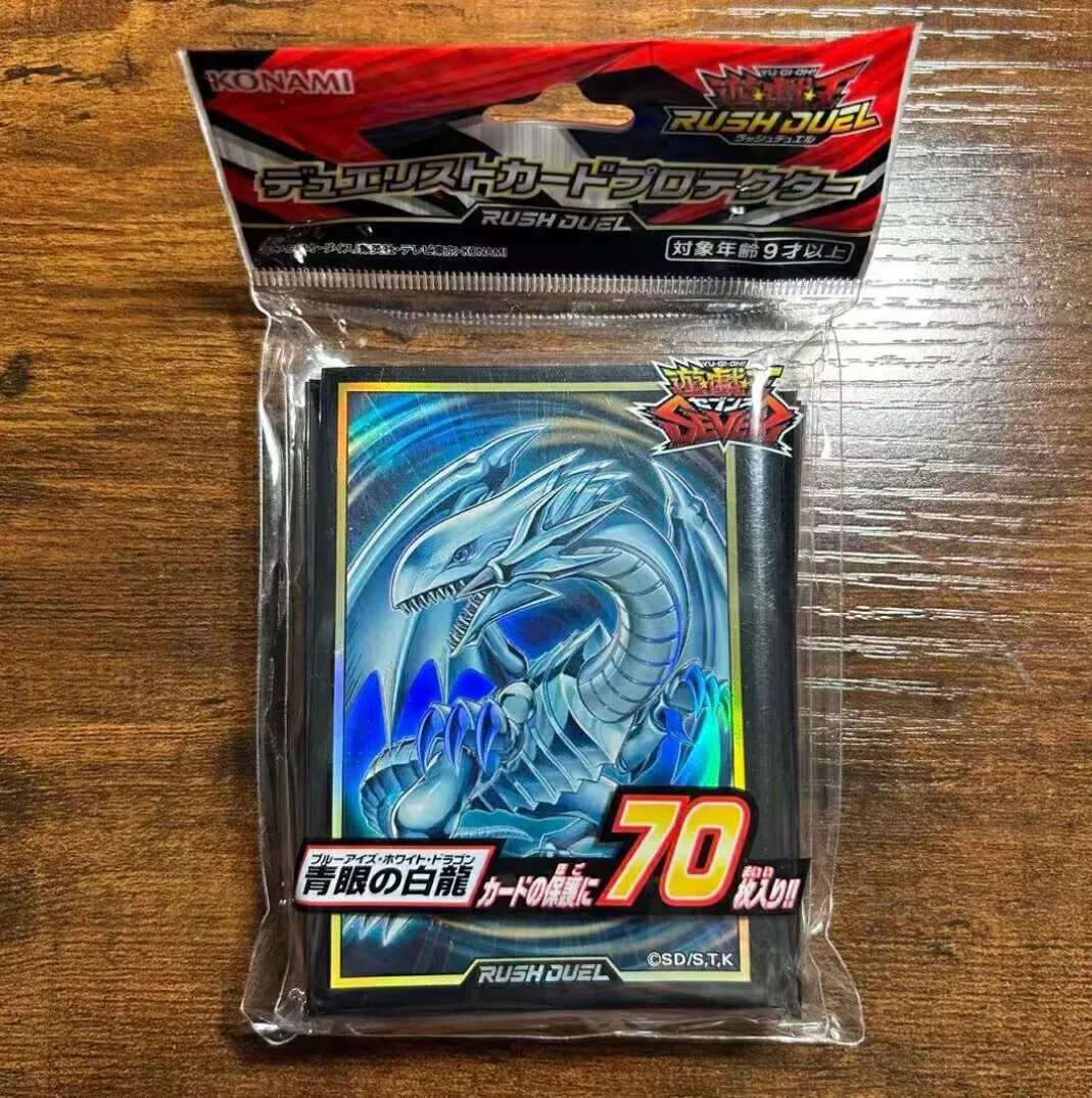 70Pcs Yugioh KONAMI Rush Duel RD Blue Eyes White Dragon Official Collection Sealed Card Protector Duelist Sleeves