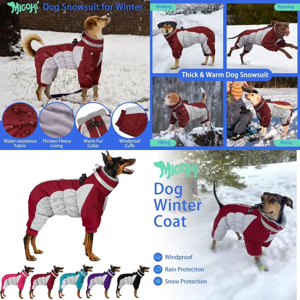 

Reflective Warm Winter Dog Coat with Harness, Fleece Lined, Windproof Suit for Small to Large Dogs, XL