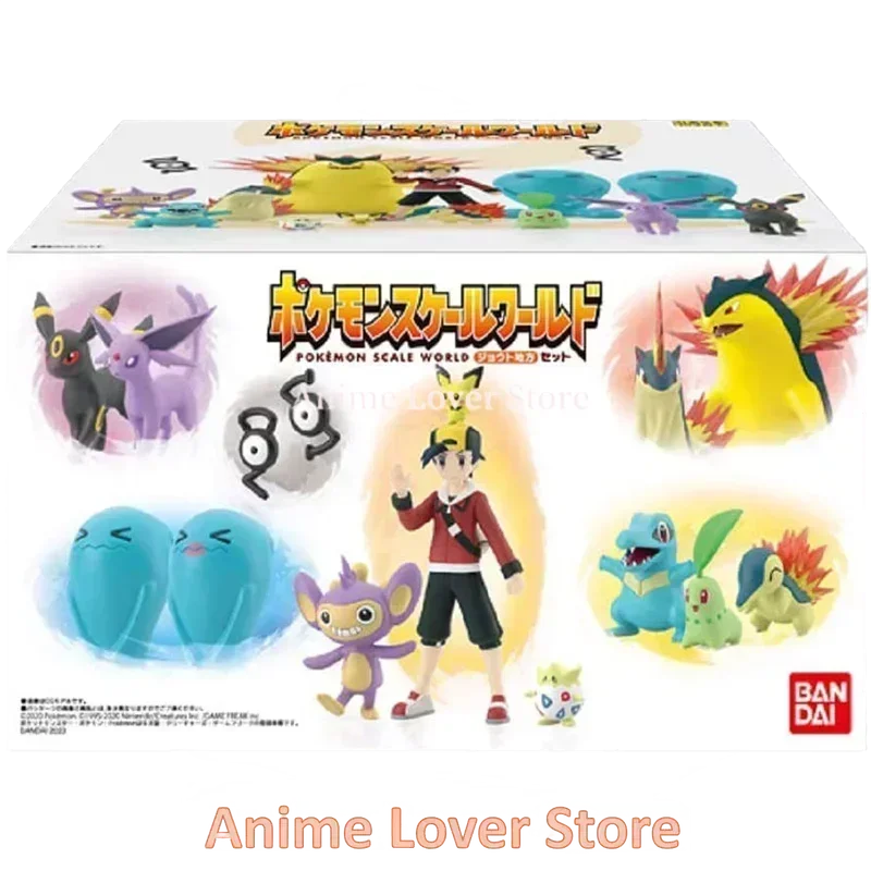 Bandai Original Scale World POKEMON Johto Region Gold Typhlosion Wobbuffet Totodile Togepi Pichu Anime Figure Toys for Kids Gift