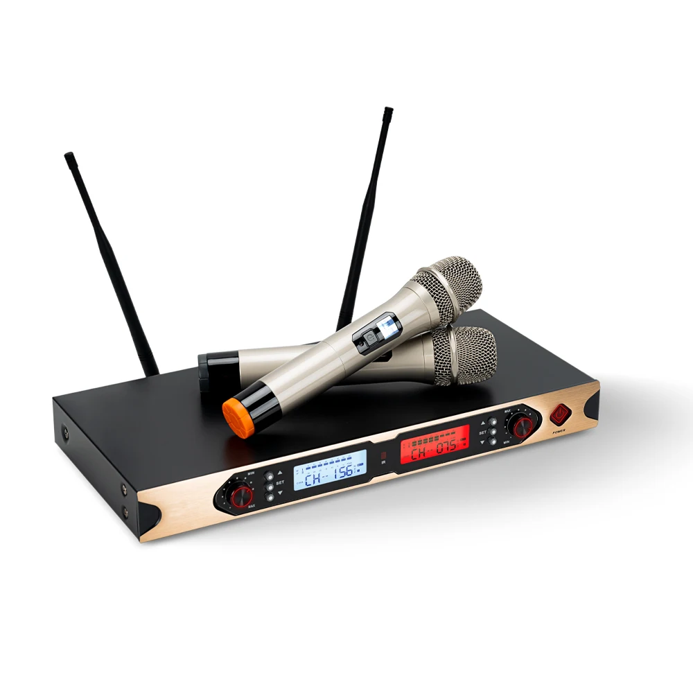 

SENWOSI Wireless Microphone System, Dual Handheld Cordless Mic Set, 2x100 Channels, Auto Scan, Lock Function, Mute Function