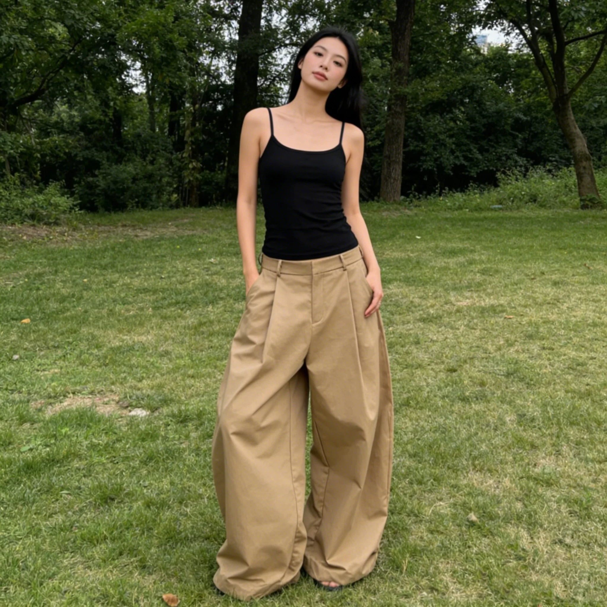 

Европейские и американские брюки-палаццо с изогнутым кроем, новинка весна-лето 2026, для создания стильного образа, в стиле high street, повседневные, модные.