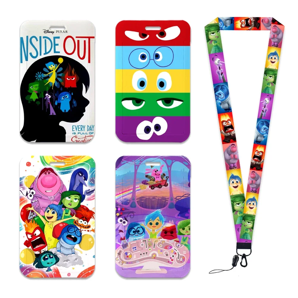 Disney Movie New Inside Out Neck Strap Polyester Stationery ID Card Holder Lanyard Keychain ID Gift Badge Holder