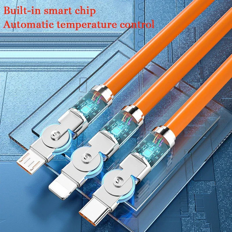 MVQF 66W Super Charge Cable Type-C Quick Charge Liquid Silicone Data Cable Type C 180° Rotatable Cord for Samsung Huawei for iso