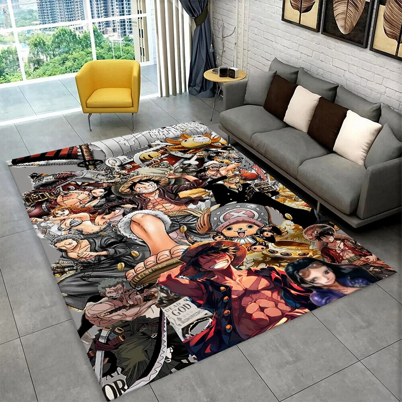 Anime Zoro One Piece Cartoon-Teppich für Spielzimmer, Schlafzimmer, Wohnzimmer, Sofa, Heimdekoration, Kinderteppich, rutschfeste Bodenmatte