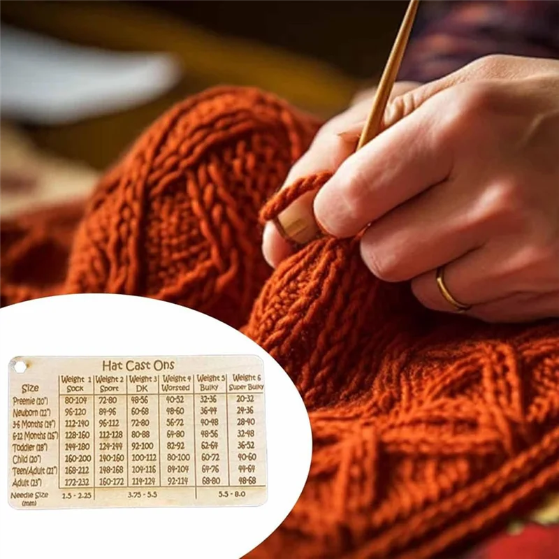 IALJ-3.5 X 5 Inch Easy-Stitch Calculator Untuk Merajut - Alat Pengukur Kayu Buatan Tangan, Ideal Untuk Proyek Topi