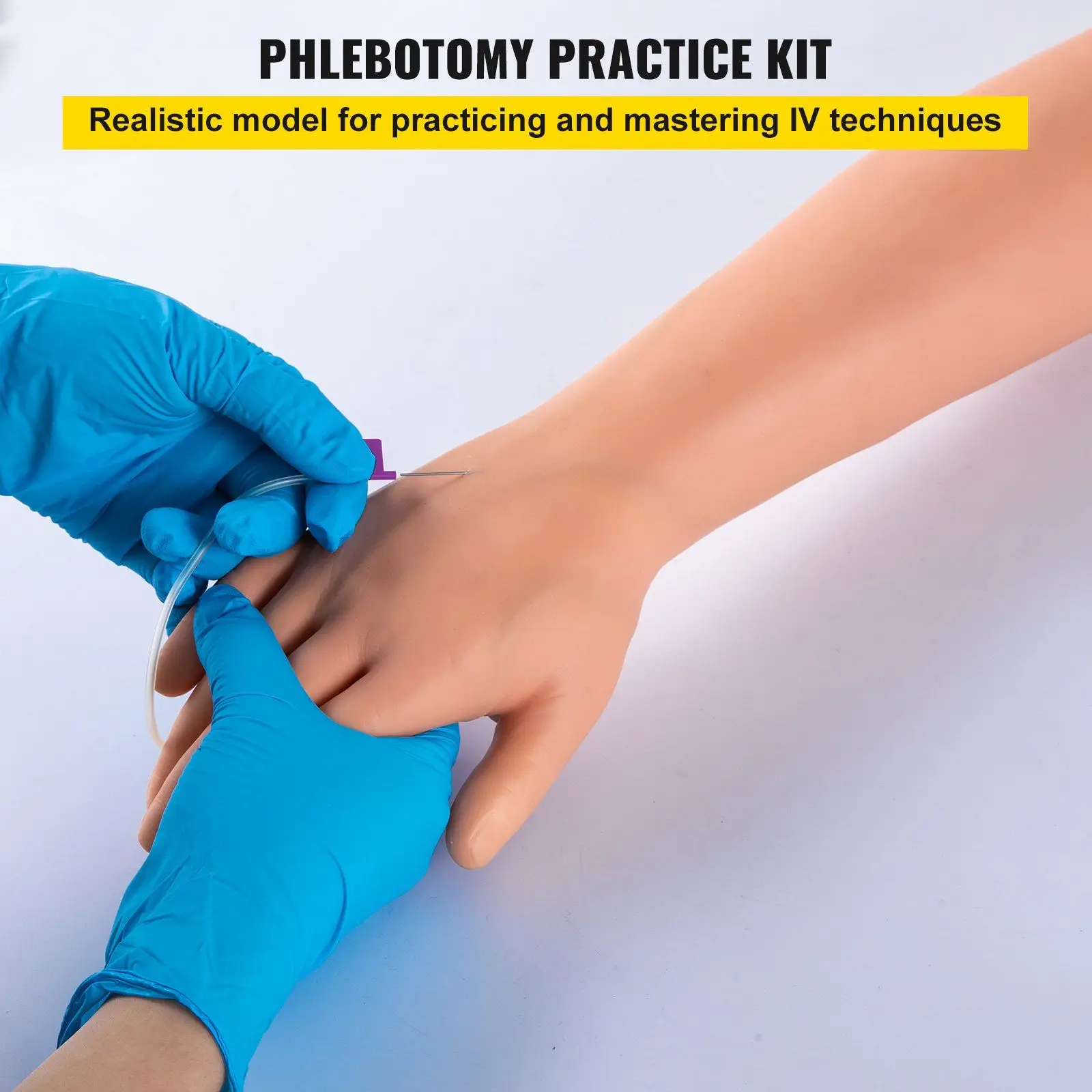 NEW 12 PCS Phlebotomy Practice Kit IV Venipuncture Intravenous Training High Simulation IV Practice Arm Kit w/ Carrying Bag Pra