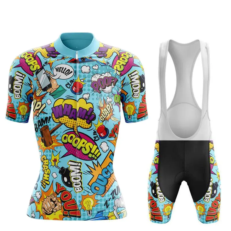 Woman‘s Cycling Jersey Set 2023 Funny Cartoon Summer Anti-UV Bicycle Clothing Short Sleeve Bike Clothes Maillot Ropa Ciclismo