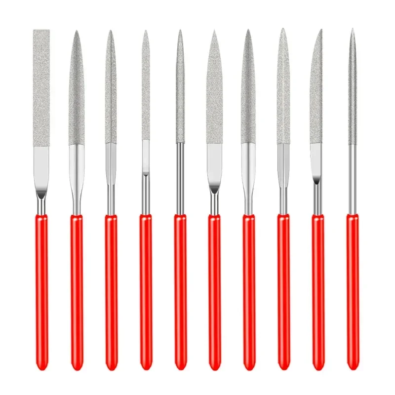 

10Pcs Diamond Needle File Set 3x140mm Mini Needle File Kit For Stone Glass Metal Carving Craft Hand Tools Needle File Set